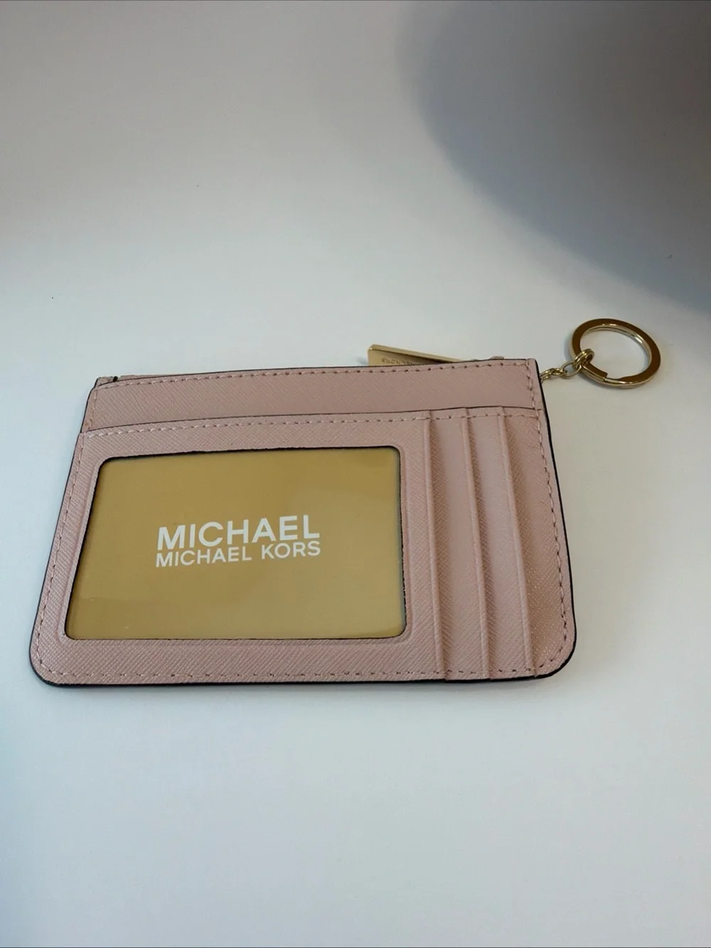 Michael Kors MK Small Coin Purse ID Pouch Keychain Ring Fob Wallet Blush Pink